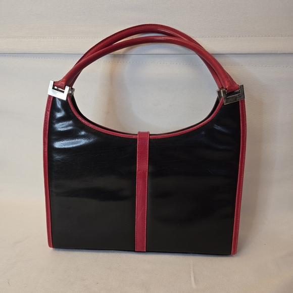 Stuart Weitzman handbag, black with red trim - Picture 12 of 12